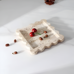 Scalloped Marble Travertine Jewellery Tray