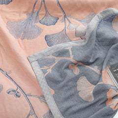 LoomVita Ginkgo Leaf Cotton Gauze Reversible Quilt