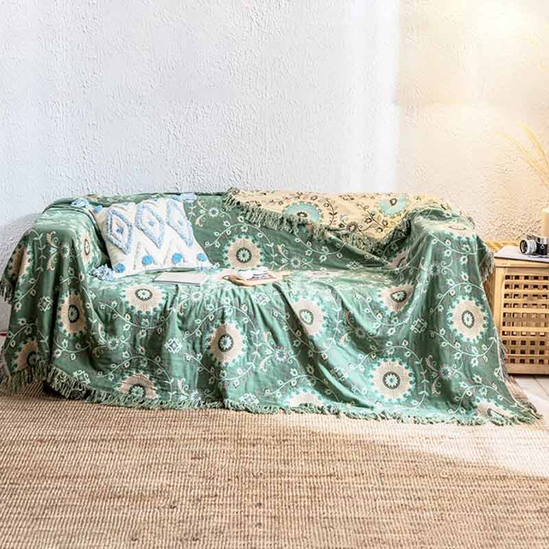 LoomVita Retro Sofa Cover Cotton Reversible Blanket