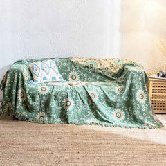 LoomVita Retro Sofa Cover Cotton Reversible Blanket