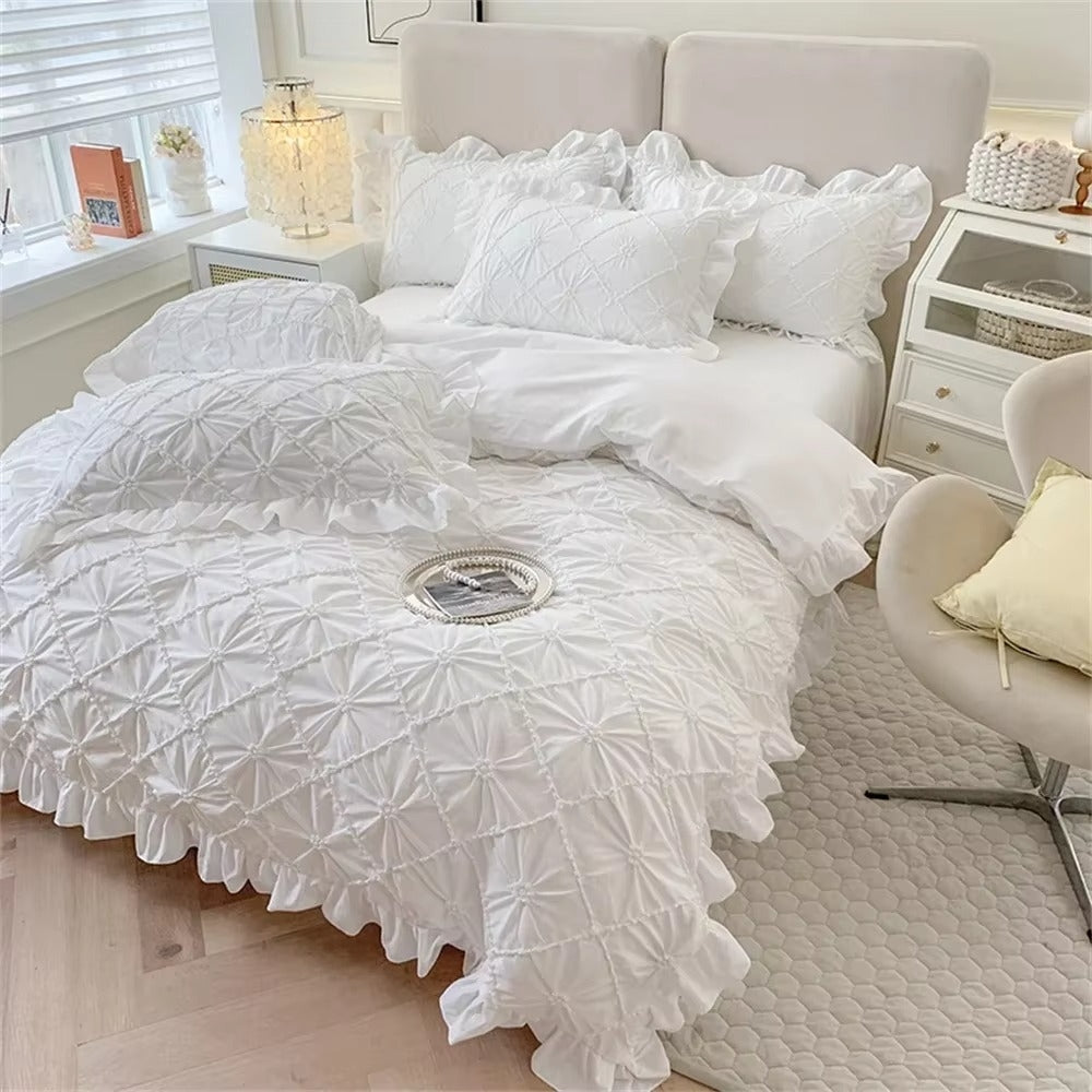 Belle Cotton Plush Ruffle Bedding | 4pcs Set