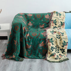 LoomVita Boho Breathable Flower Bird Reversible Blanket