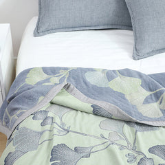 LoomVita Ginkgo Leaf Cotton Gauze Reversible Quilt