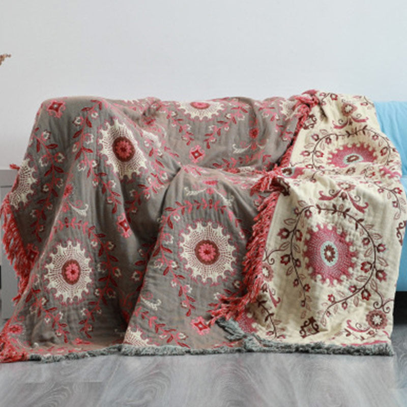LoomVita Retro Sofa Cover Cotton Reversible Blanket