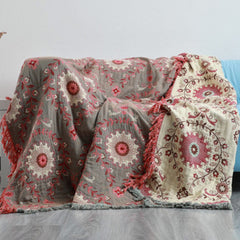 LoomVita Retro Sofa Cover Cotton Reversible Blanket