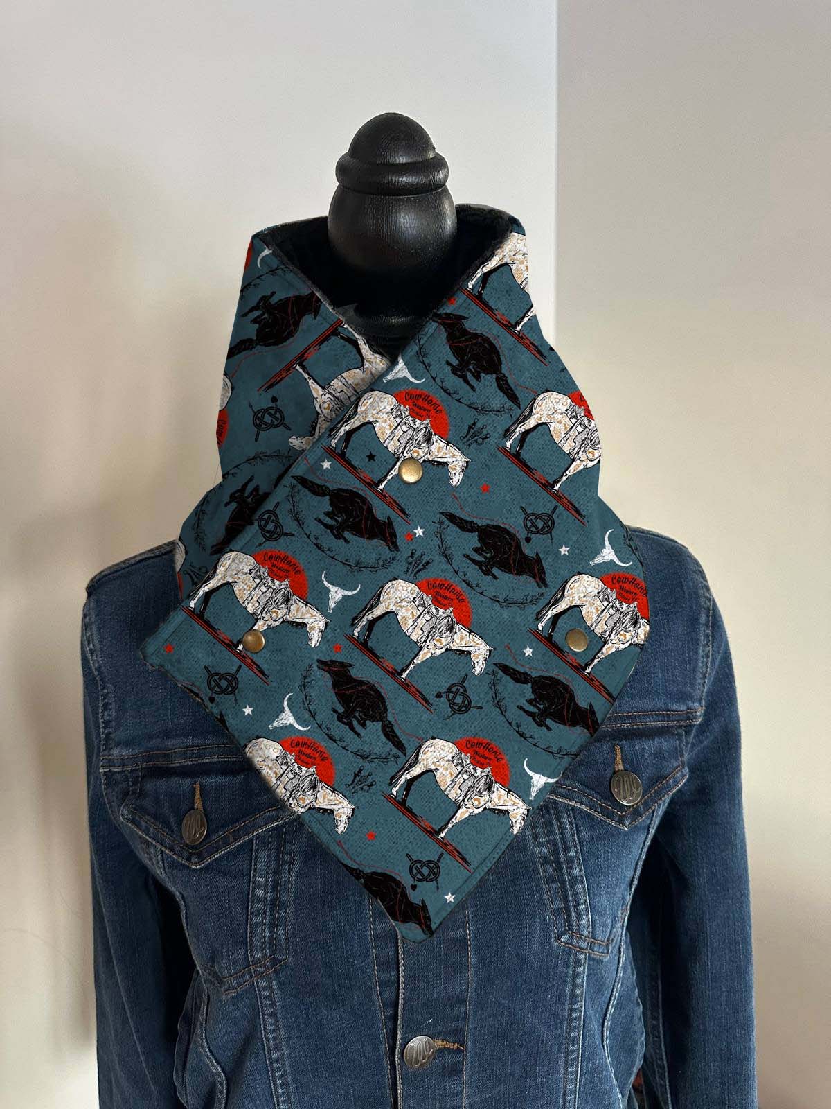 Western Cowboy Sun and Horse Warm Neck Hood