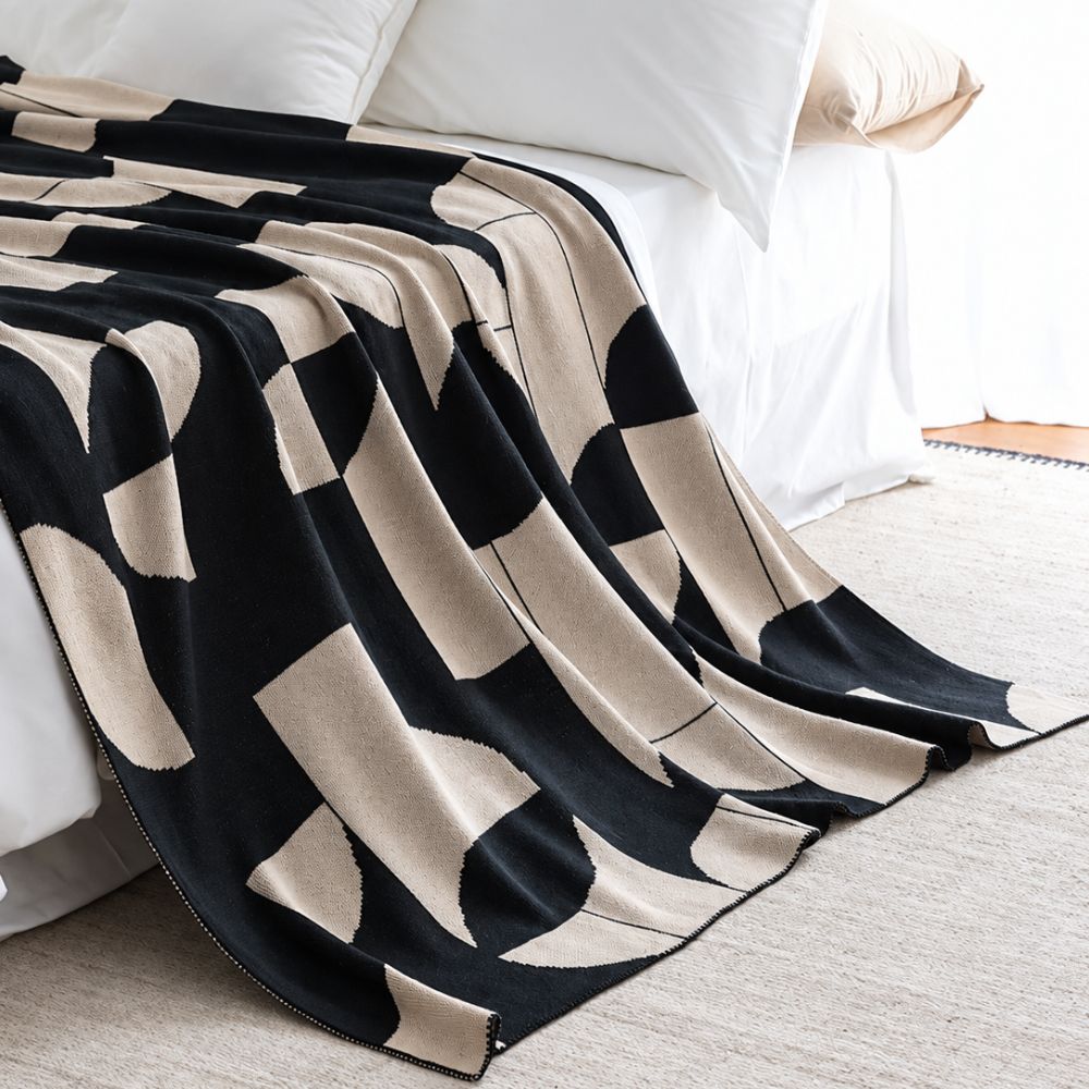 Artevana Monochrome Geometric Throw Blanket