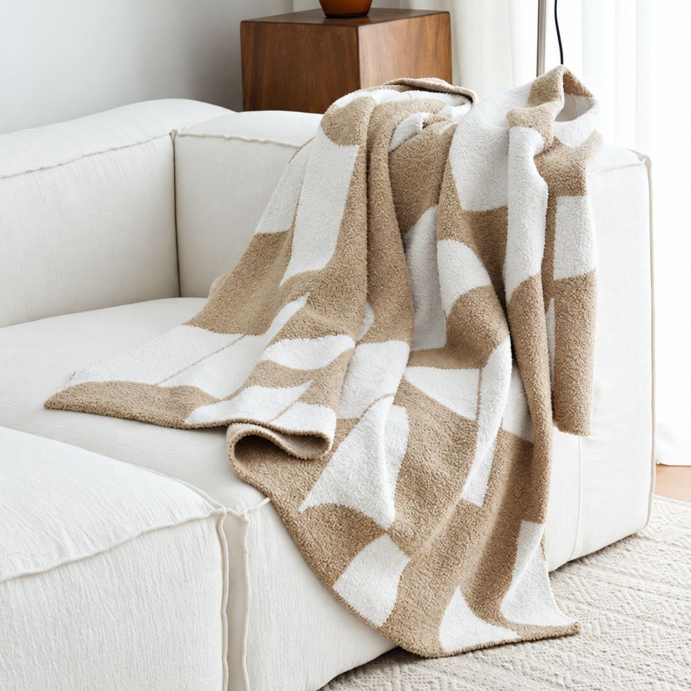 Artevana Monochrome Geometric Throw Blanket