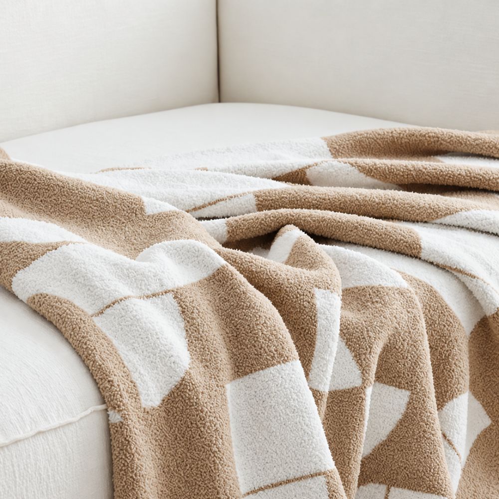 Artevana Monochrome Geometric Throw Blanket