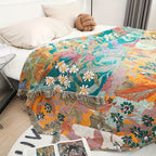 Bohemian Floral Patchwork Tassel Cotton Blanket