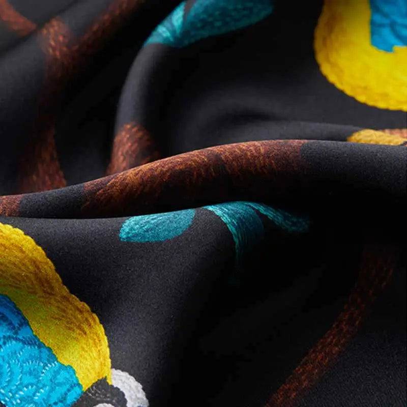 Floral and Avian Silk Square Scarf
