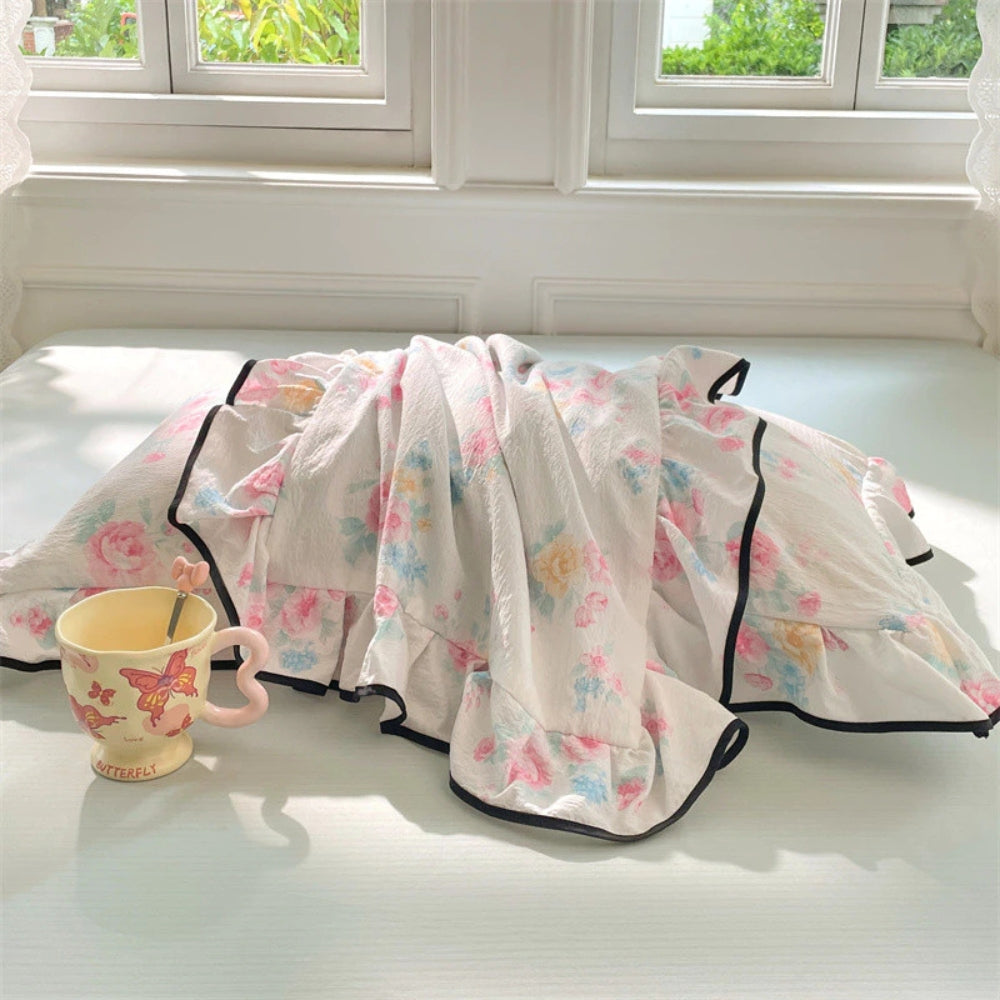 Gauze Floral Ruffled Lace Pillowcases