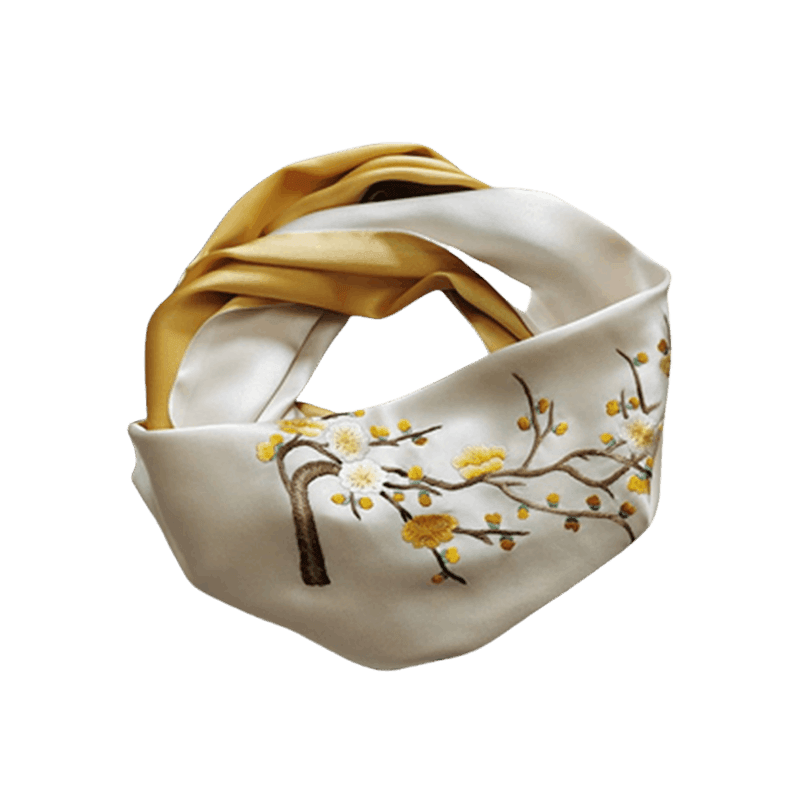 Handmade Su Embroidery 16 Momme Silk Scarf 155x35cm