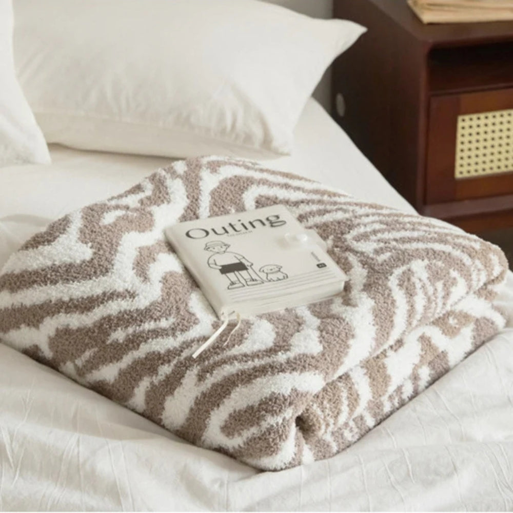 Knitted Zebra Pattern Throw Blanket
