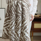 Knitted Zebra Pattern Throw Blanket