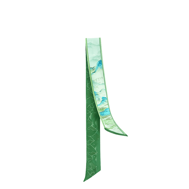 Chinese Painting Handcrafted 14-Momme Mulberry Silk Twilly– Green