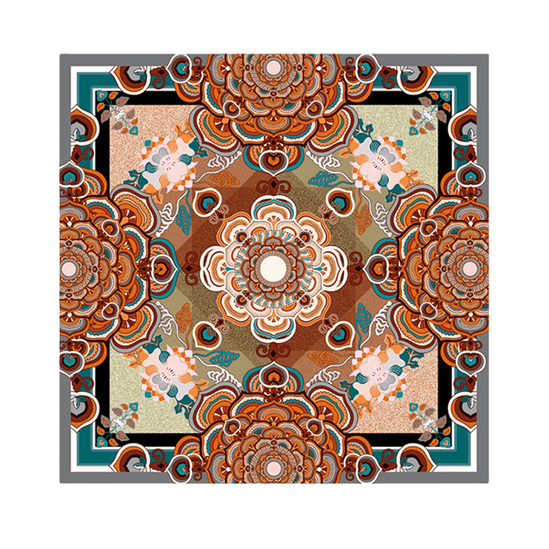 Phoenix & Lotus 16-Momme Mulberry Silk Medium Square Scarf - Brown