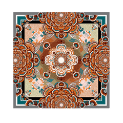 Chinese Style Silk Square Scarf Lotus Design 65 x 65 cm & 88 x 88 cm