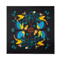 16 Momme Silk Luxury Square Silk Scarf Floral and Avian Design 87x87cm