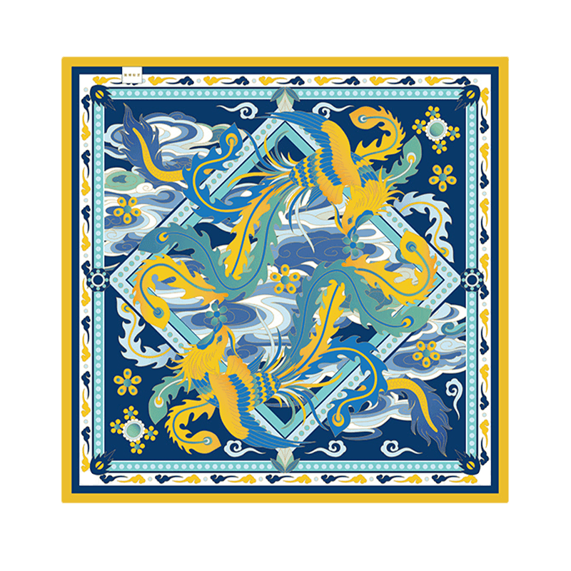 Phoenix Crown Silk Square Scarf