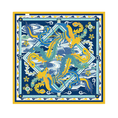 14 Momme Mulberry Silk Square Scarf Phoenix Crown 63x63cm