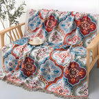 Moroccan Mosaic Tassel Cotton Blanket