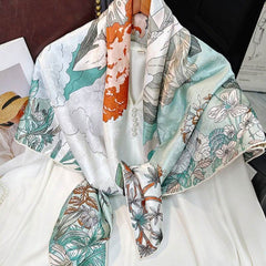 Mulberry Silk 14 Momme Square Scarf Mint Forest 108x108 cm