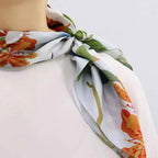 Floral Four Seasons Silk Square Scarf - Blue