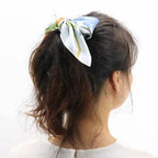 Floral Four Seasons Silk Square Scarf - Blue