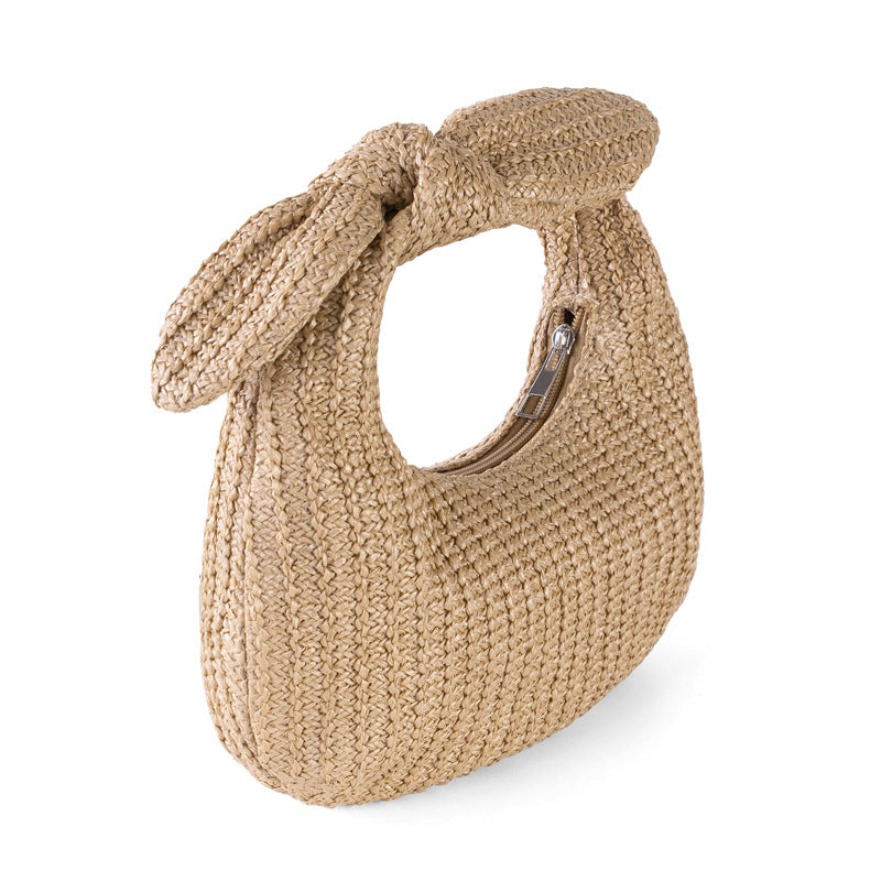 Boho handmade Vacation Style Bow Straw Handbag