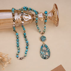 Handmade Bohemian Natural Stone Pendant Necklace
