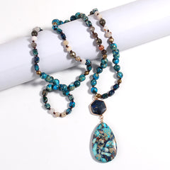Handmade Bohemian Natural Stone Pendant Necklace