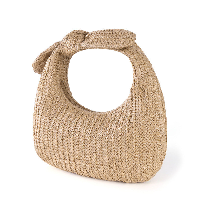 Boho handmade Vacation Style Bow Straw Handbag