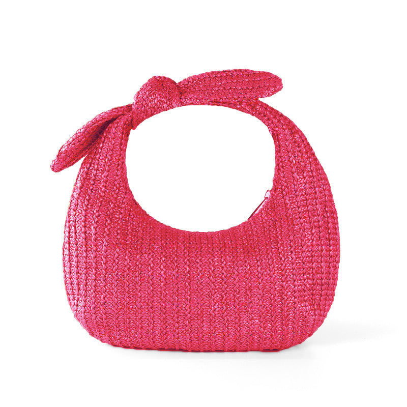 Boho handmade Vacation Style Bow Straw Handbag