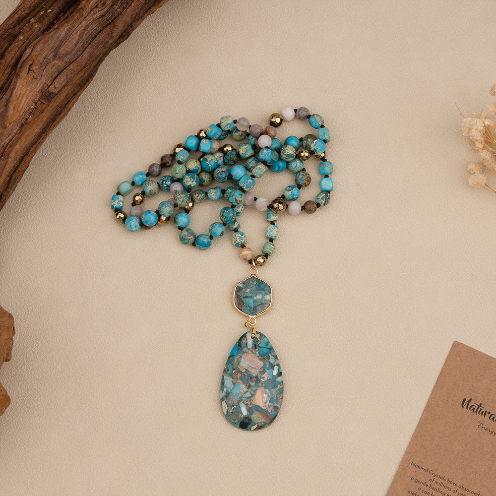 Handmade Bohemian Natural Stone Pendant Necklace