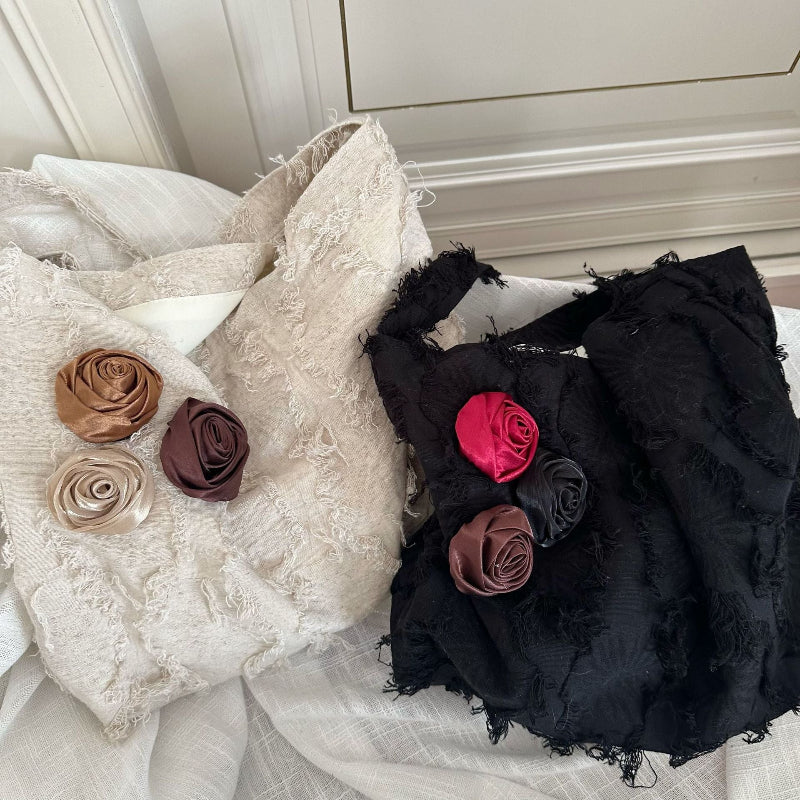 Linen Rose Tassel Wandering Shoulder Bag Crossbody Bag