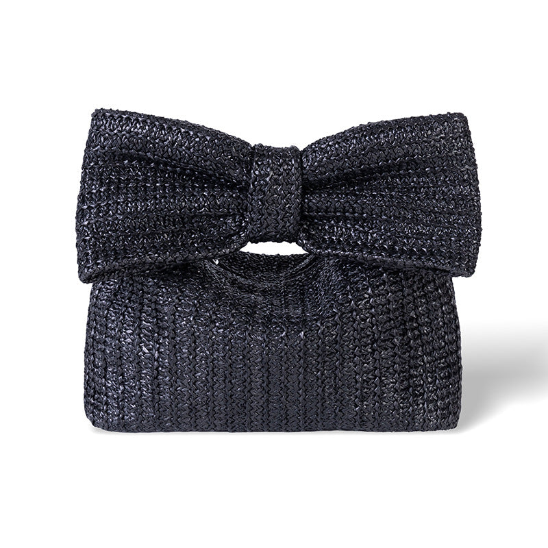 Vacation Style Woven Rattan Bow Clutch
