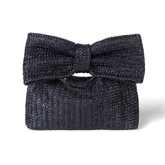 Vacation Style Woven Rattan Bow Clutch