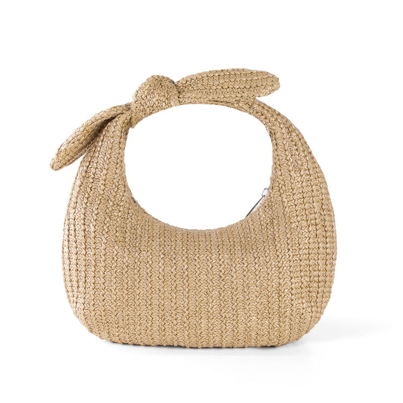 Boho handmade Vacation Style Bow Straw Handbag