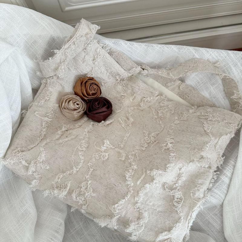 Linen Rose Tassel Wandering Shoulder Bag Crossbody Bag