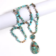 Handmade Bohemian Natural Stone Pendant Necklace