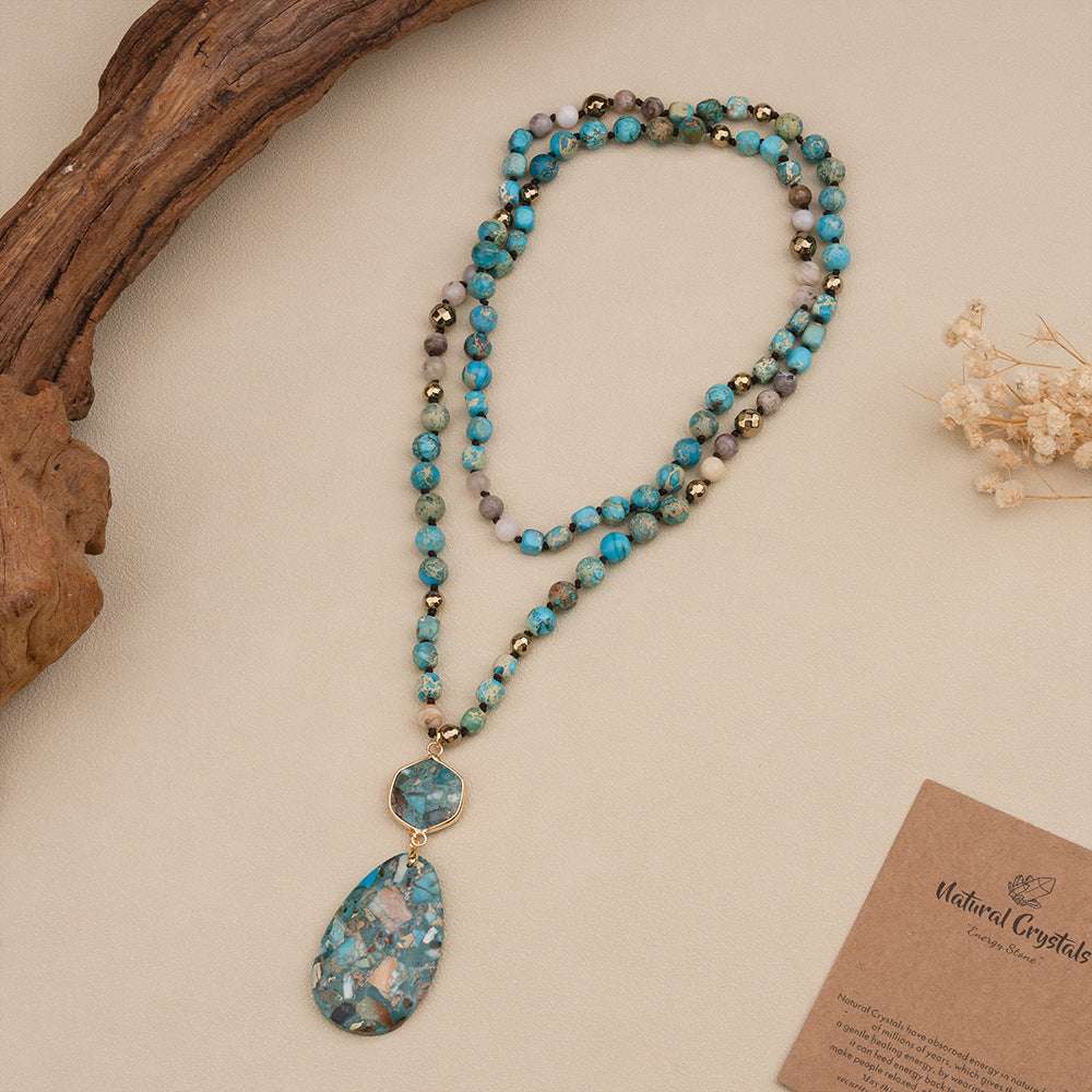 Handmade Bohemian Natural Stone Pendant Necklace