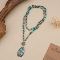 Handmade Bohemian Natural Stone Pendant Necklace