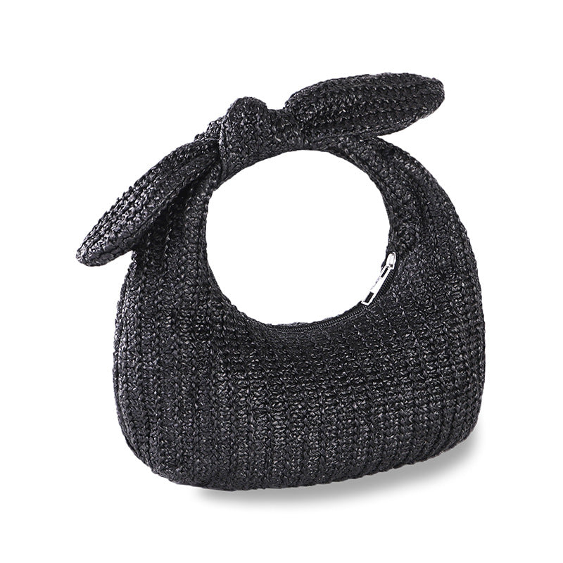 Boho handmade Vacation Style Bow Straw Handbag