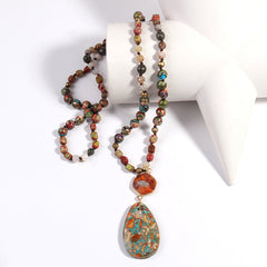 Handmade Bohemian Natural Stone Pendant Necklace