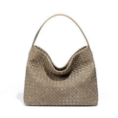 Large Woven Suede Tote Bag
