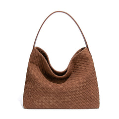 Large Woven Suede Tote Bag