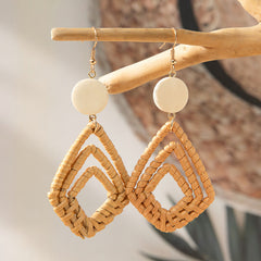 Hippie Boho Rattan Earrings