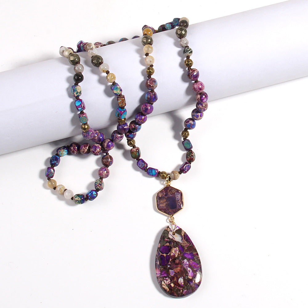 Handmade Bohemian Natural Stone Pendant Necklace