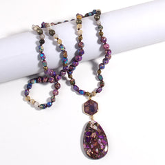 Handmade Bohemian Natural Stone Pendant Necklace
